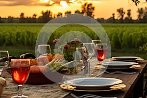 farm-to-table dinner with wine pairings, featuring produce and meat from the farm