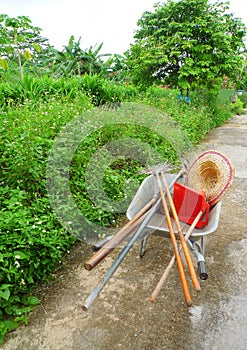 Farm tools on organic farm