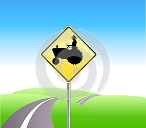 Farm tractor crossing caution