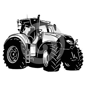 Farm Tractor, Harvest, Farmer Vehicle, Stencil, Silhouette, Vector Clip Art