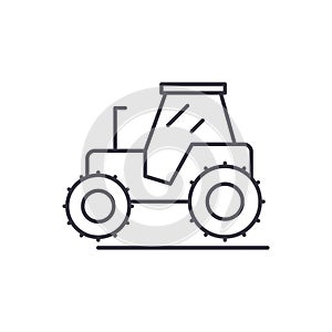 Farm tractor icon, linear isolated illustration, thin line vector, web design sign, outline concept symbol with editable