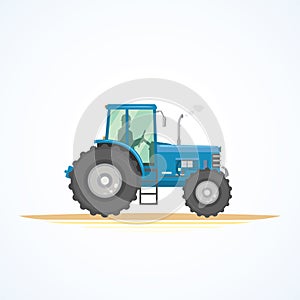 Farm tractor icon vector illustration. Heavy agricultural machinery for field work.