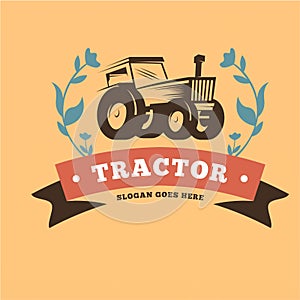 Farm tractor logo design template