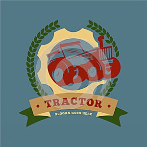 Farm tractor logo design template