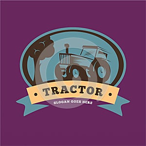Farm tractor logo design template