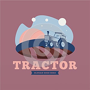 Farm tractor logo design template