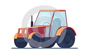 Farm tractor. Service vehicle. Heavy machinery for field and earthworks.