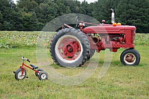 Farm tractor and tricycle