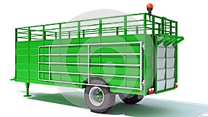 Farm Trailer 3D rendering on white background