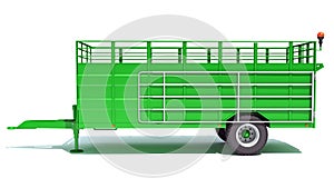 Farm Trailer 3D rendering on white background