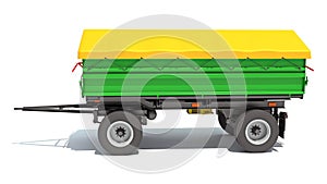 Farm Trailer 3D rendering on white background