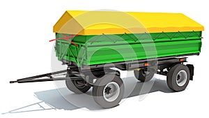 Farm Trailer 3D rendering on white background