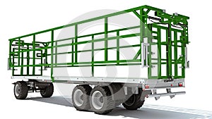 Farm Trailer 3D rendering on white background