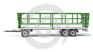 Farm Trailer 3D rendering on white background