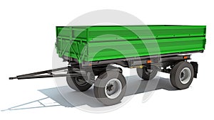 Farm Trailer 3D rendering on white background