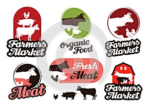 Farm vector logo. meat, food, livestock breeding icon