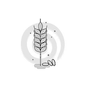 Farm wheat ears icon. Black line whole grain symbol illustration for organic eco business, agriculture, beer, bakery. Food logo.
