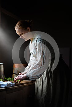 Farm Wife Cooking Dinner, Food