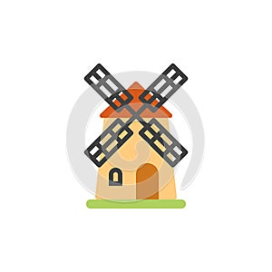 Farm windmill flat icon