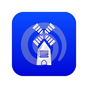 Farm windmill icon blue vector