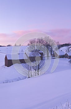 Farm with winter snow