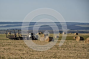 Farm work in autumn on the field