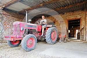 Farm worker on Tractor
