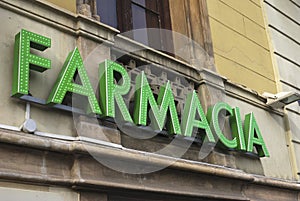 Farmacia sign in Barcelona. Spain photo