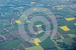 Farmed fields aerial view
