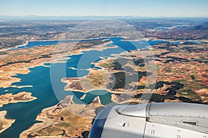 Farmed fields aerial view from airplane near Madrid photo