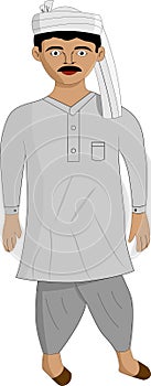 Indian Farmer Wearing Kurta and Pagdi Vector Illustration Cartoon photo