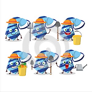 Farmer blue tie cute mascot character with fork
