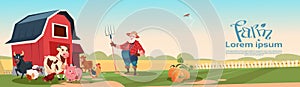 Farmer Breeding Animals Farmland Background