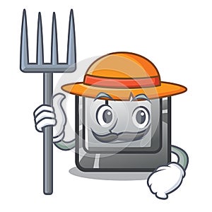 Farmer button I on a keyboard mascot