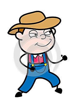 Farmer Cartoon Challenging to Fight