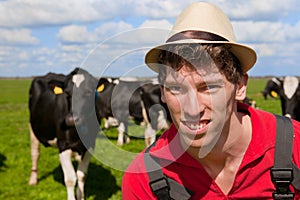 Farmer with cattle cows