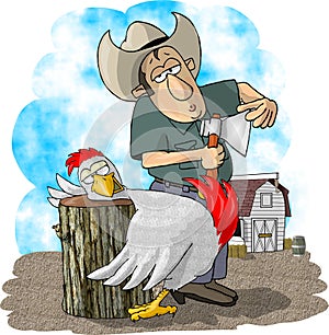 Farmer and chicken