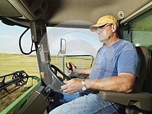 Farmer in combine