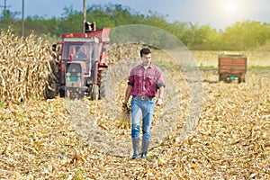 Farmer on corn harvest