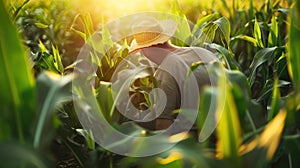 The farmer in cornfield.AI generated image