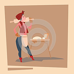 Farmer Country Woman Agriculture Business Cartoon Character