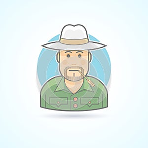 Farmer, gardener, rancher icon. Avatar and person illustration.