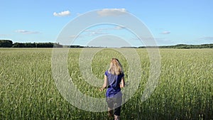 Farmer girl wheat field