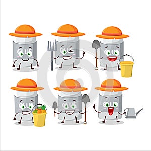 Farmer glue stick cute mascot character with fork