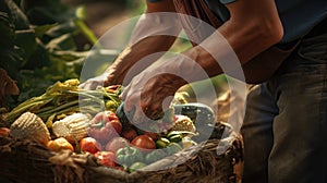 A farmer harvests a fresh crop of vegetables