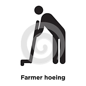 Farmer hoeing icon vector isolated on white background, logo con