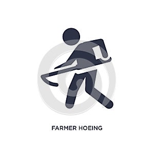 farmer hoeing icon on white background. Simple element illustration from farming concept
