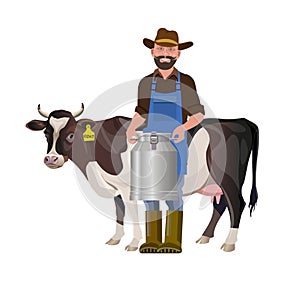 Farmer holding a milk churn