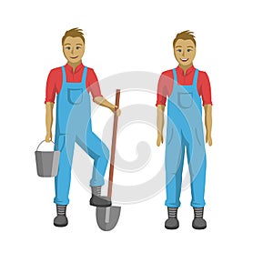 Farmer illustration set of two. Man in different poses