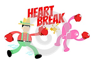 farmer man worker stress heart break love cartoon doodle flat design vector illustration